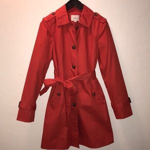 Loft Lined Trench Coat color orange coral women's Size Small NWT